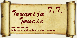 Tomanija Tančić vizit kartica